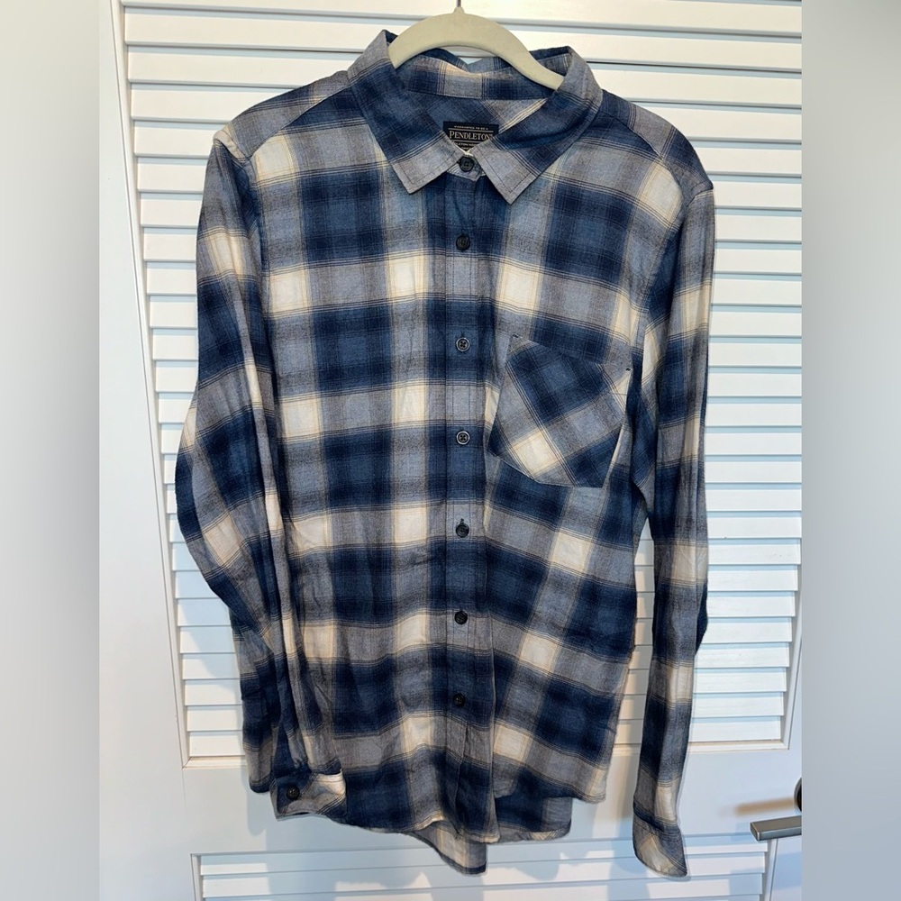Pendleton Blue over sized fit button up flannel
